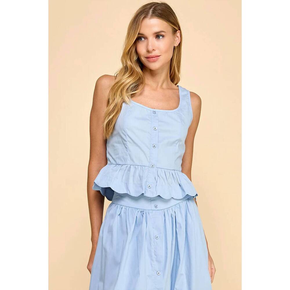 NEW TCEC peplum top in light blue